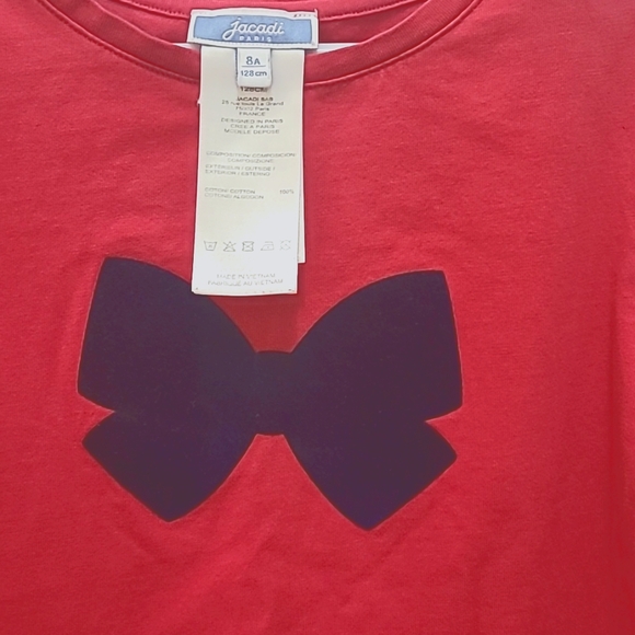Jacadi- Paris Fancy Red Longsleeves Top for a Girl Size 8A. - Picture 2 of 6